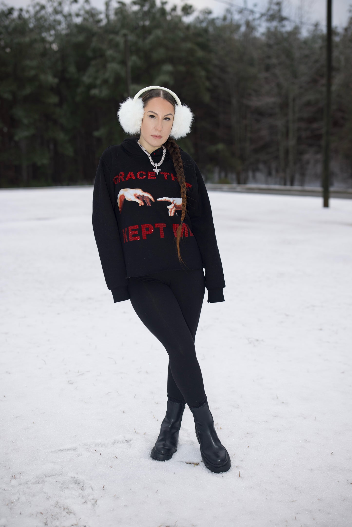 RHINESTONE GRACE THAT KEPT ME HOODIE UNISEX