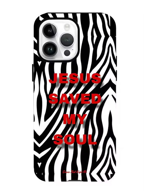 Jesus Saved My Soul Zebra Print IPhone Case