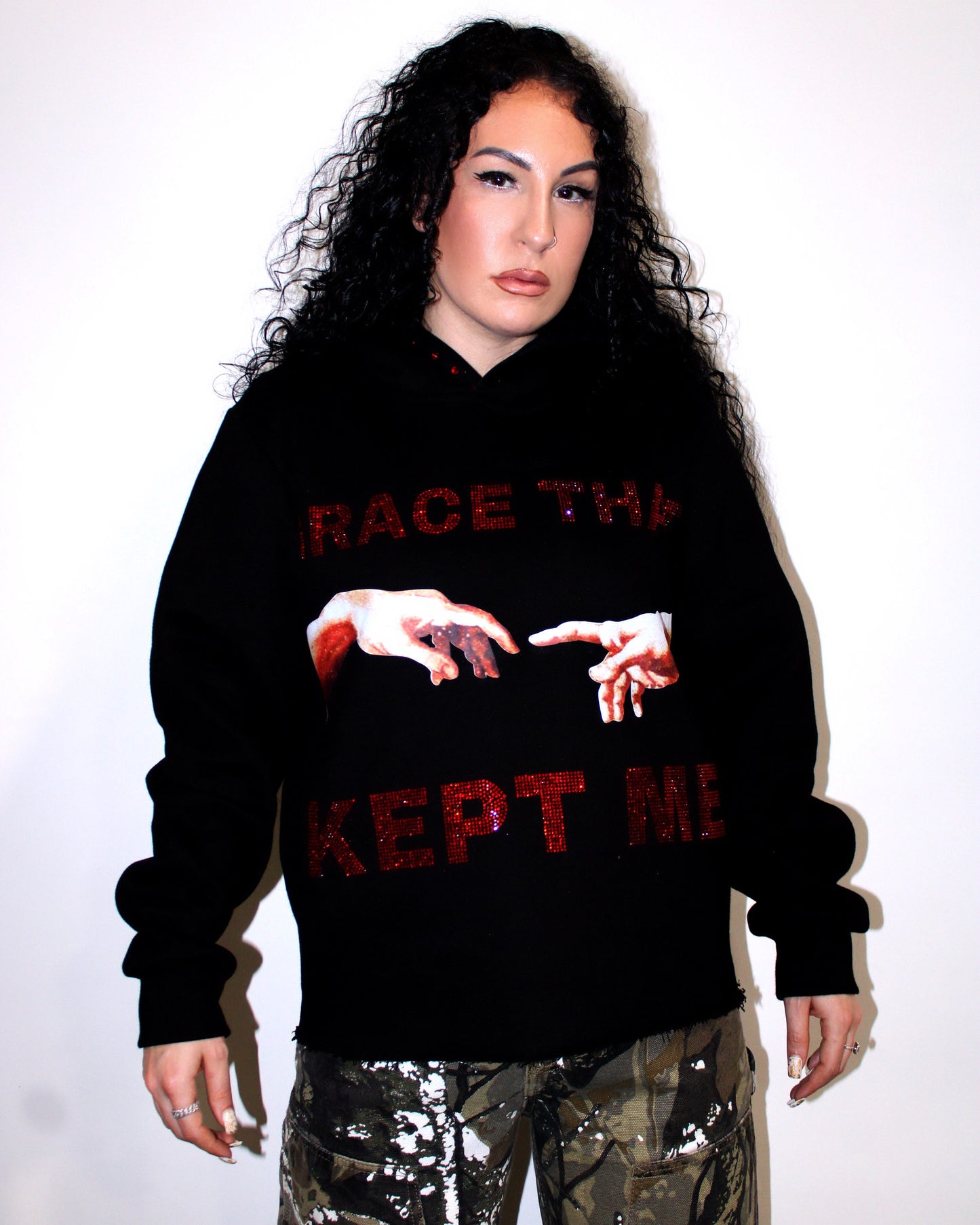 RHINESTONE GRACE THAT KEPT ME HOODIE UNISEX